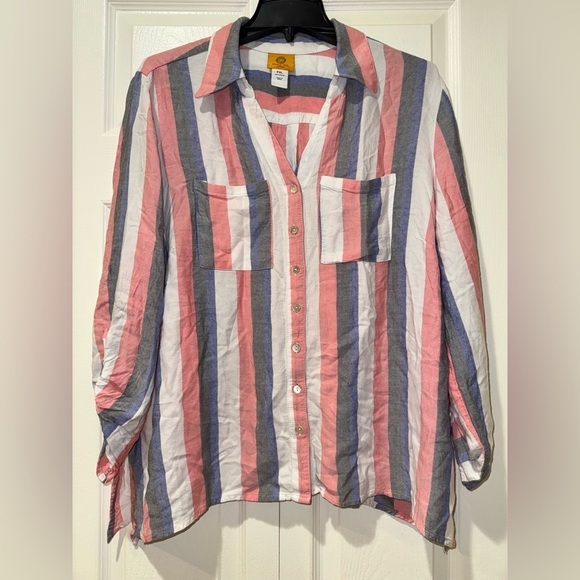 Ruby Rd. Tops - Ruby Rd Striped Button-Up Shirt. Flowy size Petite XL. VGUC